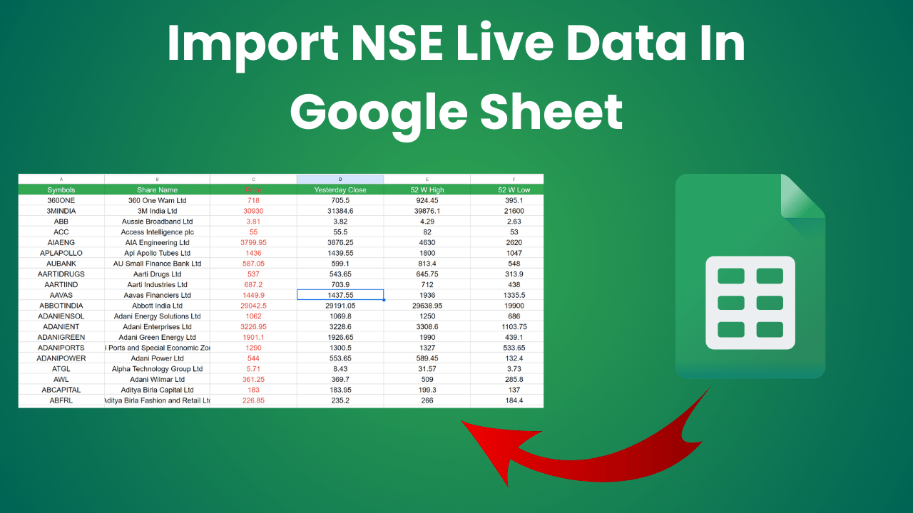 (Download) Get NSE Live Data Google Sheet - Featured Image